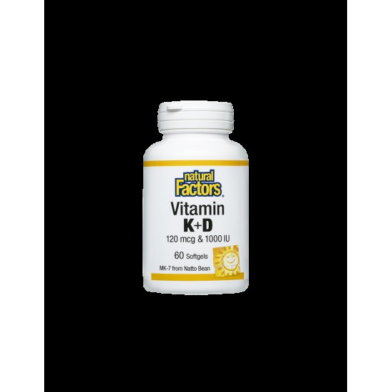 Витамин К2 120 mcg и D3 1000 IU, 60 софтгел капсули Natural Factors