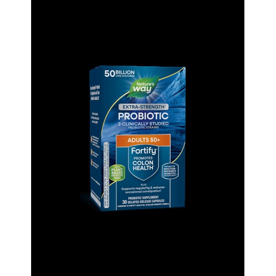 Пробиотик + пребиотици 50+ високо дозирани - Fortify Age 50+ Probiotic Extra Strength, 50 млрд. активни пробиотици, 30 капсули