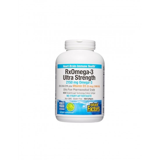 Rx Omega-3 Ultra Strength 2150 mg + Витамин D3 1000 IU, 150 софтгел капсули