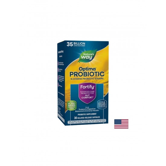 Fortify™ Optima®  Daily Probiotic + Prebiotic - Фортифай Оптима пробиотик, 35 милиарда активни пробиотици, 30 капсули Nature’s Way