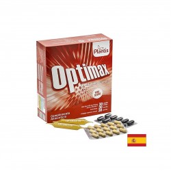 Енергия и тонус Optimax, стак, 30 ампули за пиене + 30 капсули витамини минерали, 30 капсули антиоксиданти