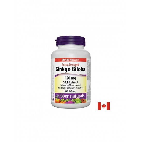 Гинко билоба - Памет, концентрация и кръвообращение, висококонцентрирана формула, 120 mg х 300 софтгел капсули