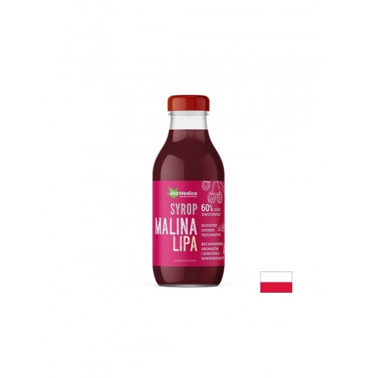 Малина + Липа – Успокоява гърлото и подкрепя имунитета, сироп 300 ml