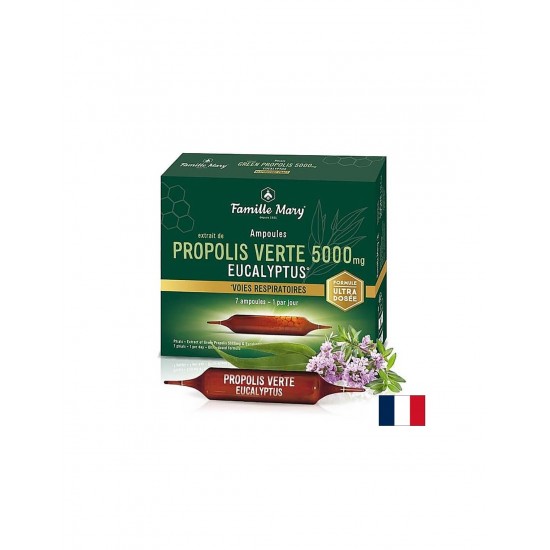 Зелен прополис 5000 mg + пчелен мед и евкалипт – Имунитет и облекчение за гърлото, 7 ампули за пиене