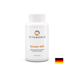 L-Тирозин – За синтеза на тиреоидни хормони и концентрация, 500 mg, 120 капсули