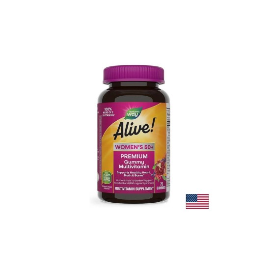 Alive! Women’s 50+ Premium Gummies multivitamin / Алайв! Премиум мултивитамини за жени 50+ , 75 желирани таблетки Nature’s Way