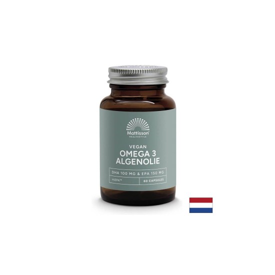 Веган Омега-3 от водорасли - Подкрепа за сърцето и мозъчната функция, EPA 150 mg, DHA 100 mg, 60 капсули