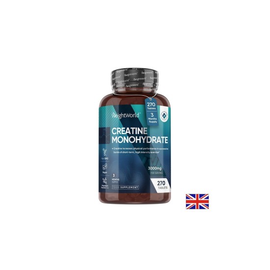 Креатин монохидрат 1000 mg – Сила, издръжливост и мускулен растеж, 270 таблетки