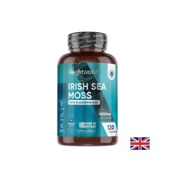 Irish sea moss 4000 mg + Фукус (кафяви водорасли) 639 mg – Детокс, храносмилане и метаболитен баланс, 120 капсули
