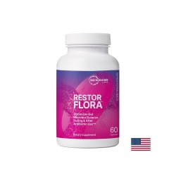 Saccharomyces boulardii 500 mg + Bacillus комплекс – При диария, стомашен дискомфорт, Restor Flora™, 60 капсули