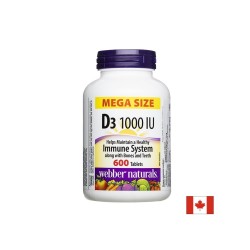 Витамин D3 – За здрави кости, зъби и имунитет, 1000 IU, 600 таблетки