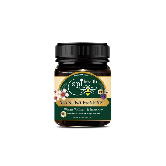 Пчелен мед Манука с пчелна отрова и прополис Pro VENZ MGO 100+ Защита на гърлото и подкрепа на имунната система 250 g