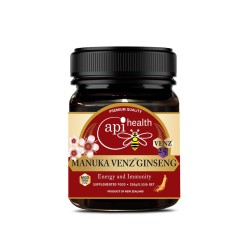 Пчелен мед Манука с пчелна отрова и женшен Ginseng VENZ MGO 100+ Фокус, издръжливост и защита от стрес 250 g