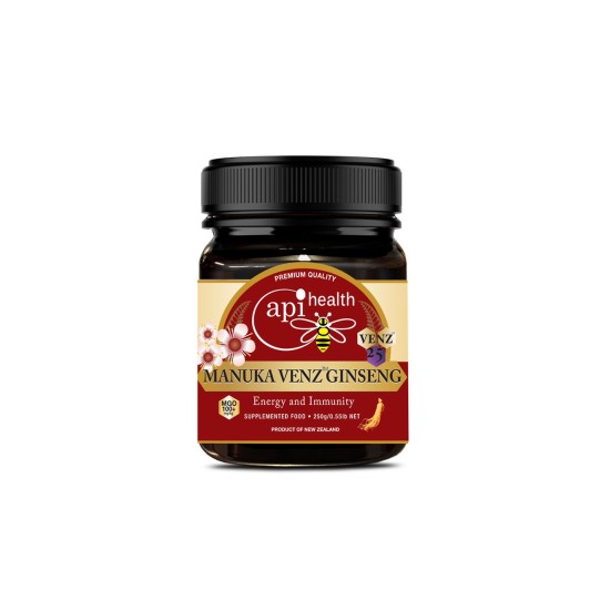 Пчелен мед Манука с пчелна отрова и женшен Ginseng VENZ MGO 100+ Фокус, издръжливост и защита от стрес 250 g