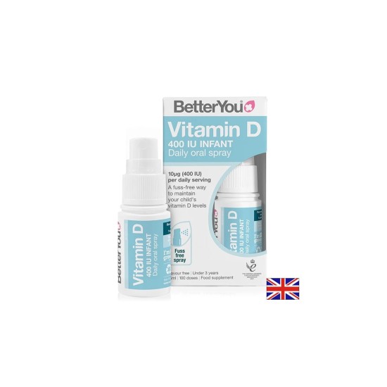 Витамин D3 за бебета и деца – Нормален растеж и здрави кости, 400 IU, 100 впръсквания, спрей 15 ml