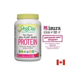 Растителен протеин VegiDay от 100% органичен грах, ориз и семена, 936 g, 30 дози, с вкус на горски плодове