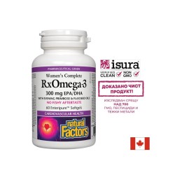RxОмега-3 за жени - Рибено масло, ленено масло и масло от вечерна иглика, 60 софтгел капсули Natural Factors