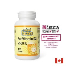 Витамин D3 – Кости, имунитет и калциев баланс, 2500 IU, 100 таблетки
