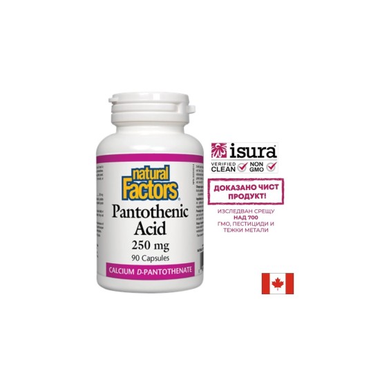 Pantothenic Acid - Пантотенова киселина / Витамин В5 (калциев д-пантотенат), 250 mg, 90 капсули Natural Factors