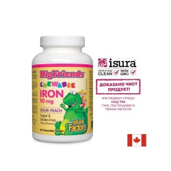 Желязо за деца - Big Friends®, 10 mg, 60 дъвчащи таблетки, с вкус на праскова Natural Factors