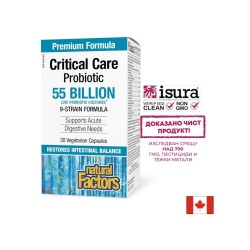 Пробиотик - Critical Care Probiotic, 55 млрд. активни пробиотици, 9 щама формула, 30 V-капсули Natural Factors