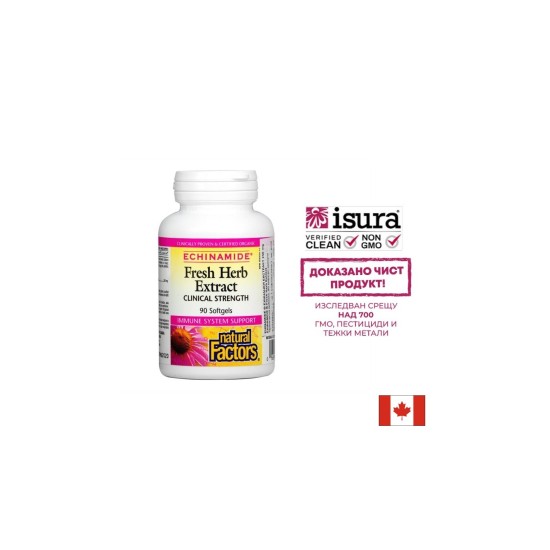 Echinamide® Fresh Herb Extract/ Ехинацея екстракт 250 mg х 90 софтгел капсули Natural Factors