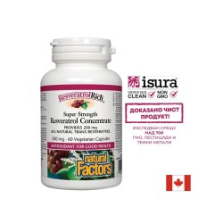 ResveratrolRich® Resveratrol Concentrate/ Ресвератрол супер концентрат 500 mg х 60 капсули Natural Factors