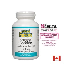 Лецитин неизбелен - Lecithin 1200 mg, 90 софтгел капсули Natural Factors