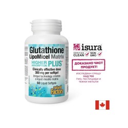 Glutathione LipoMicel Matrix - Глутатион с висока абсорбция (мощен антиоксидант), 300 mg, 60 софтгел капсули Natural Factors
