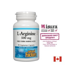 Л-Аргинин - L-Arginine 500 mg, 90 капсули Natural Factors