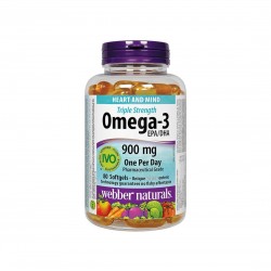 Omega-3 Triple Strenght / Омега-3 900 mg x 80 софтгел капсули Webber Naturals