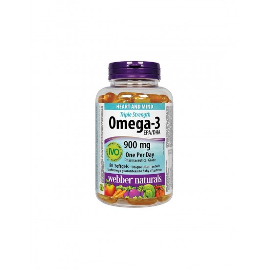 Omega-3 Triple Strenght / Омега-3 900 mg x 80 софтгел капсули Webber Naturals