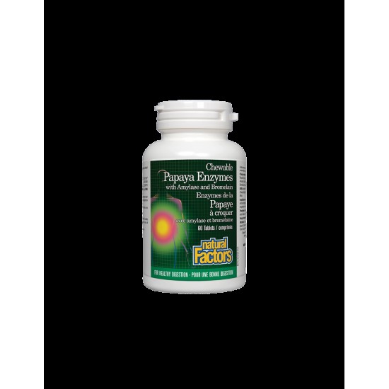 Papaya Enzymes with Amylase and Bromelain - Папая ензими с амилаза и бромелаин, 60 дъвчащи таблетки Natural Factors