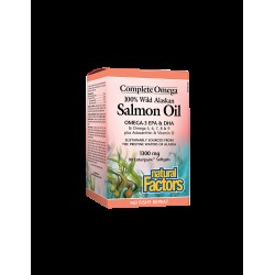 Salmon Oil 100% Wild Alaskan/ Дива сьомга (масло) от Аляска 1300 mg х 90 софтгел капсули Natural Factors