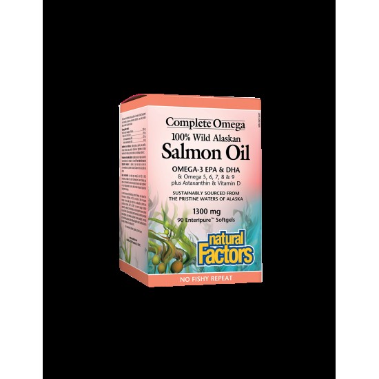 Salmon Oil 100% Wild Alaskan/ Дива сьомга (масло) от Аляска 1300 mg х 90 софтгел капсули Natural Factors