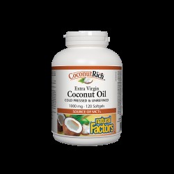 CoconutRich™ Coconut Oil Extra Virgin / Кокосово масло 1000 mg x 120 софтгел капсули Natural Factors