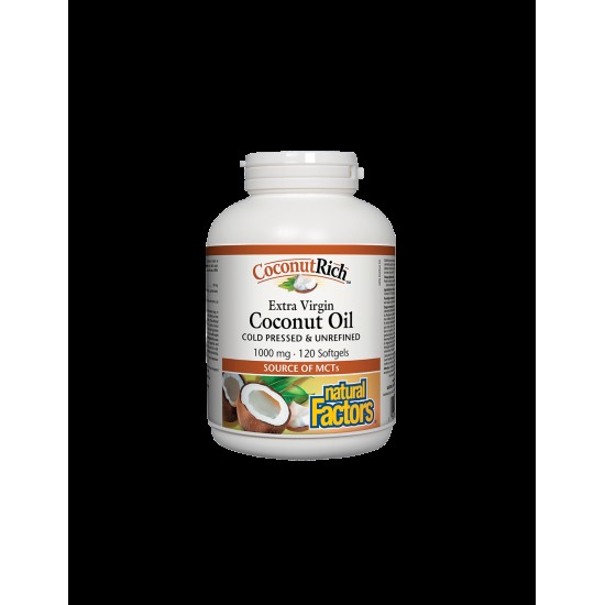 CoconutRich™ Coconut Oil Extra Virgin / Кокосово масло 1000 mg x 120 софтгел капсули Natural Factors