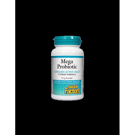 Mega Probiotic/ Мега пробиотик 4 щама, 12 млрд. активни пробиотици 75 g пудра х 75 дози Natural Factors