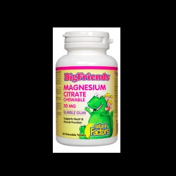 Magnesium Citrate Big Friends - Магнезий (цитрат) за деца 50 mg, 60 дъвчащи таблетки с вкус на дъвка Natural Factors