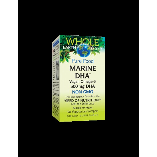 Marine DHA™ Vegan Omega-3 Whole Earth & Sea®/ Веган Омега-3 от микроводорасли 300 mg x 30 софтгел капсули Natural Factors