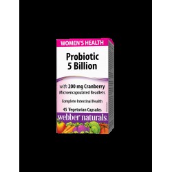 Probiotic Women`s Health/ Пробиотик за жени 5 щама, 5 млрд. активни пробиотици + Червена боровинка х 45 капсули Webber Naturals