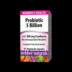 Probiotic Women`s Health/ Пробиотик за жени 5 щама, 5 млрд. активни пробиотици + Червена боровинка х 45 капсули Webber Naturals