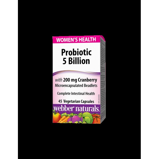 Probiotic Women`s Health/ Пробиотик за жени 5 щама, 5 млрд. активни пробиотици + Червена боровинка х 45 капсули Webber Naturals