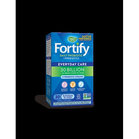 Fortify™ Daily Probiotic  + Prebiotics - Фортифай пробиотик и пребиотици, 30 милиарда активни пробиотици, 30 капсули Nature’s Way