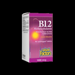 B12 Methylcobalamin/ Витамин В12 (метилкобаламин) 1000 µg, 90 сублингвални таблетки Natural Factors