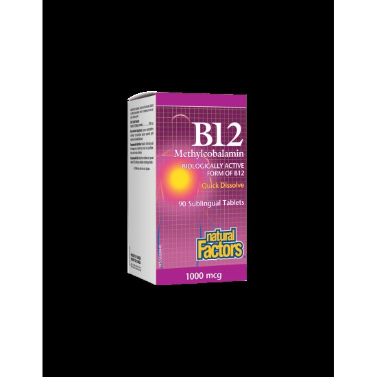 B12 Methylcobalamin/ Витамин В12 (метилкобаламин) 1000 µg, 90 сублингвални таблетки Natural Factors