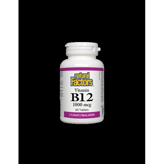 Vitamin B12/ Витамин В12 (цианокобаламин) 1000 mcg х 60 таблетки Natural Factors,