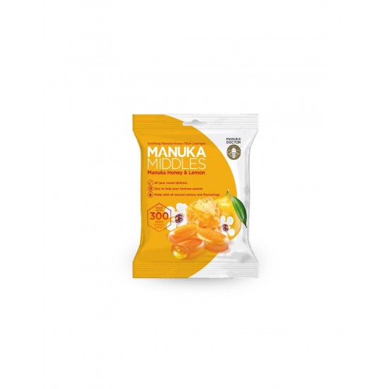 Вкусни бонбони за смучене с мед от манука, цинк и лимон - Manuka Middles Honey & Lemon MGO 300