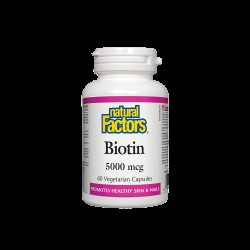 Biotin/ Биотин 5000 µg/ Коса, кожа, нокти, 60 капсули Natural Factors