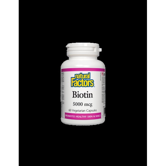 Biotin/ Биотин 5000 µg/ Коса, кожа, нокти, 60 капсули Natural Factors